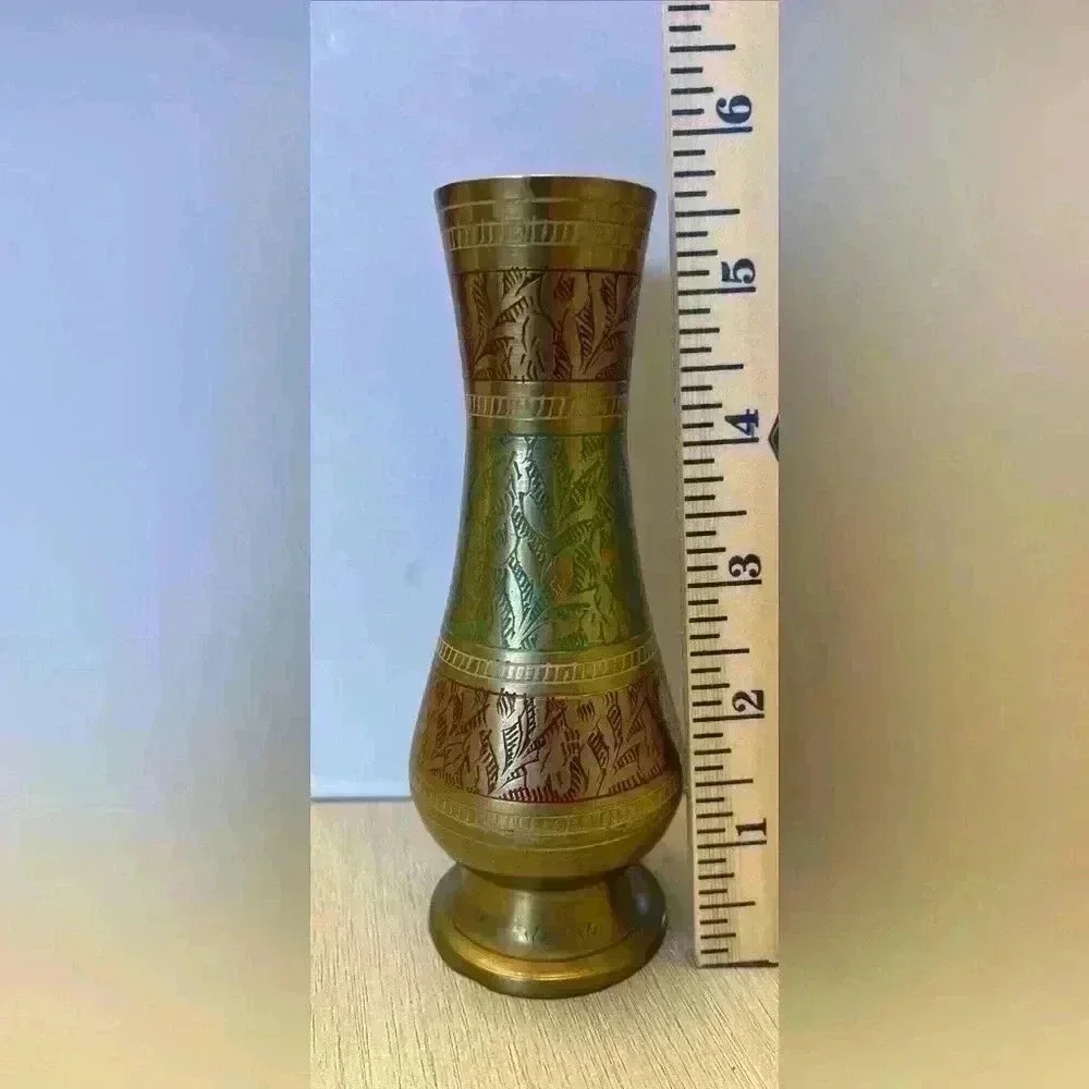 Vintage Solid Brass Vase - Picture 2 of 5